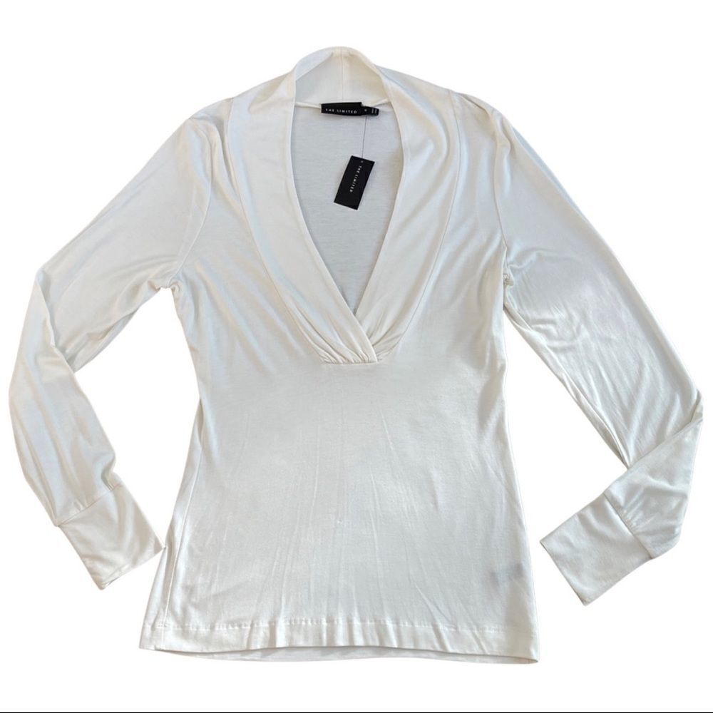 “Limited” Stretch Cotton Blend Long Sleeves Fitted Top Size S